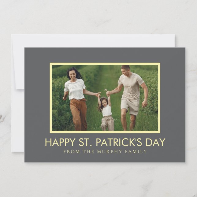 Minimalistisk lycklig klöver St. Patricks dag Foto Julkort (Framsida)