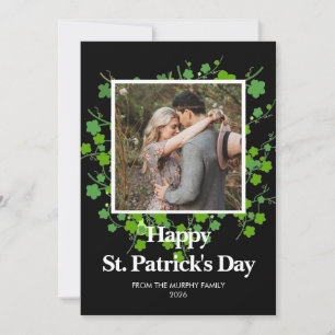 Minimalistisk lycklig klöver St. Patricks dag Foto Julkort