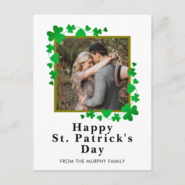 Minimalistisk lycklig klöver st. Patrick's Day Fot Helg Vykort (Framsida)