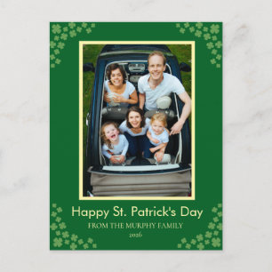 Minimalistisk lycklig klöver st. Patrick's Day Fot Helg Vykort