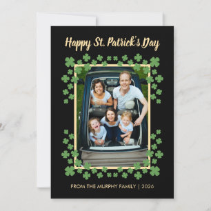 Minimalistisk lycklig klöver St. Patrick's Day Fot Julkort