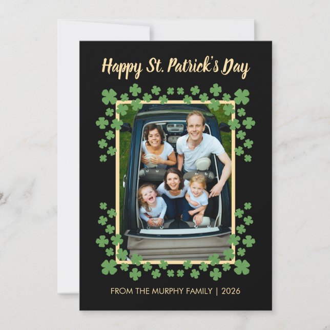 Minimalistisk lycklig klöver St. Patrick's Day Fot Julkort (Framsida)
