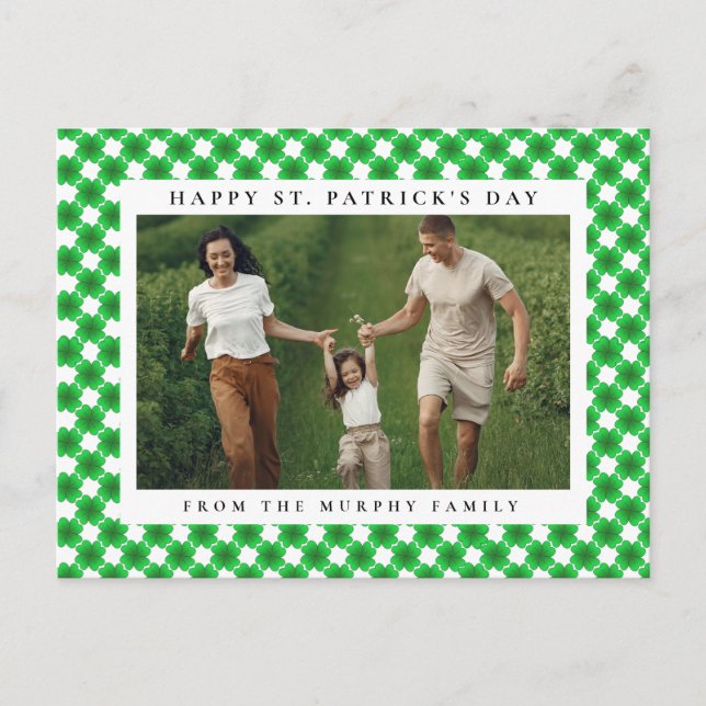Minimalistisk lycklig shamrock st. Patricks dag Fo Helg Vykort (Framsida)
