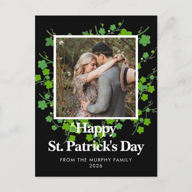 Minimalistisk lycklig shamrock st. Patricks dag Fo Helg Vykort (Framsida)