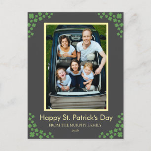 Minimalistisk lycklig shamrock st. Patricks dag Fo Helg Vykort