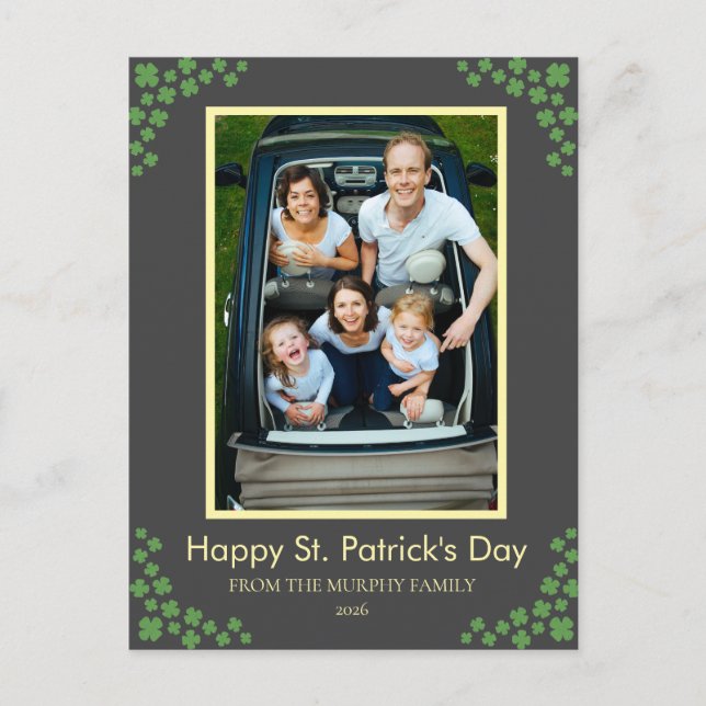 Minimalistisk lycklig shamrock st. Patricks dag Fo Helg Vykort (Framsida)