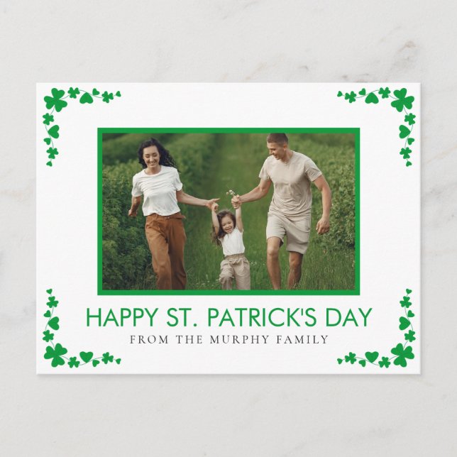 Minimalistisk lycklig shamrock st. Patricks dag Fo Helg Vykort (Framsida)