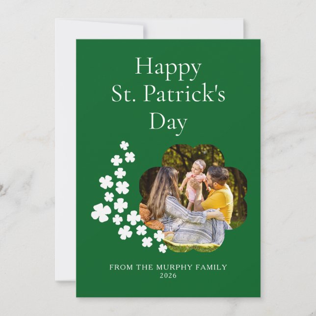 Minimalistisk lycklig shamrock st. Patricks dag Fo Julkort (Framsida)