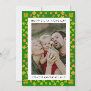 Minimalistisk lycklig shamrock st. Patricks dag Fo Julkort