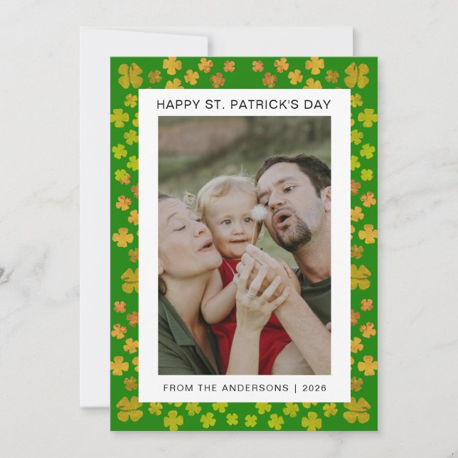 Minimalistisk lycklig shamrock st. Patricks dag Fo Julkort (Framsida)
