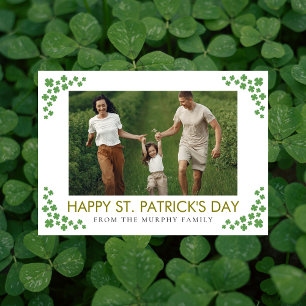 Minimalistisk lycklig shamrock st. Patricks dag Fo Julkort