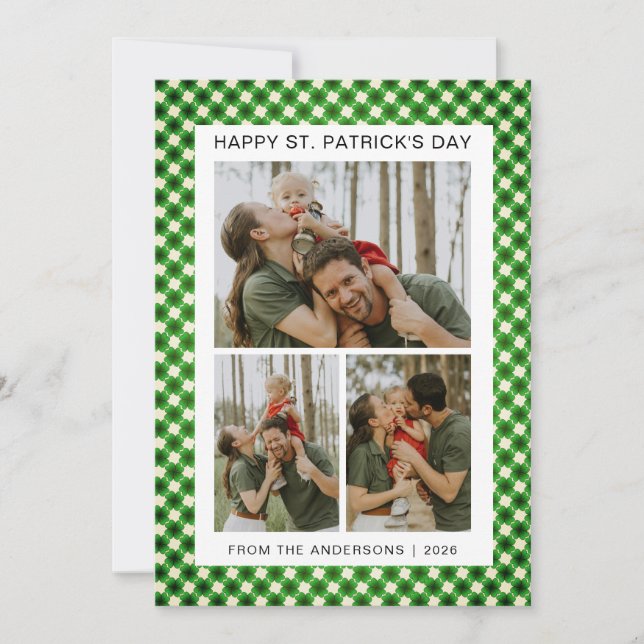 Minimalistisk lycklig shamrock st. Patricks dag Fo Julkort (Framsida)