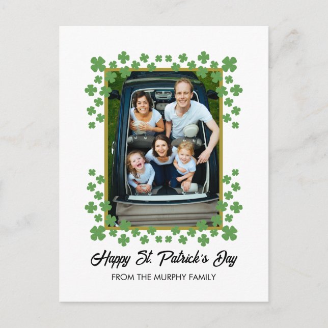 Minimalistisk lycklig shamrock st. Patrick's Day F Helg Vykort (Framsida)