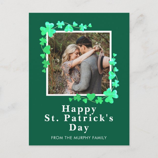 Minimalistisk lycklig shamrock st. Patrick's Day F Helg Vykort (Framsida)