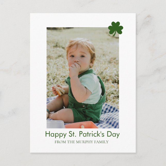 Minimalistisk lycklig shamrock st. Patrick's Day F Helg Vykort (Framsida)