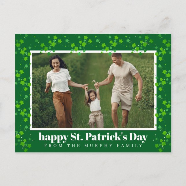 Minimalistisk lycklig shamrock st. Patrick's Day F Helg Vykort (Framsida)
