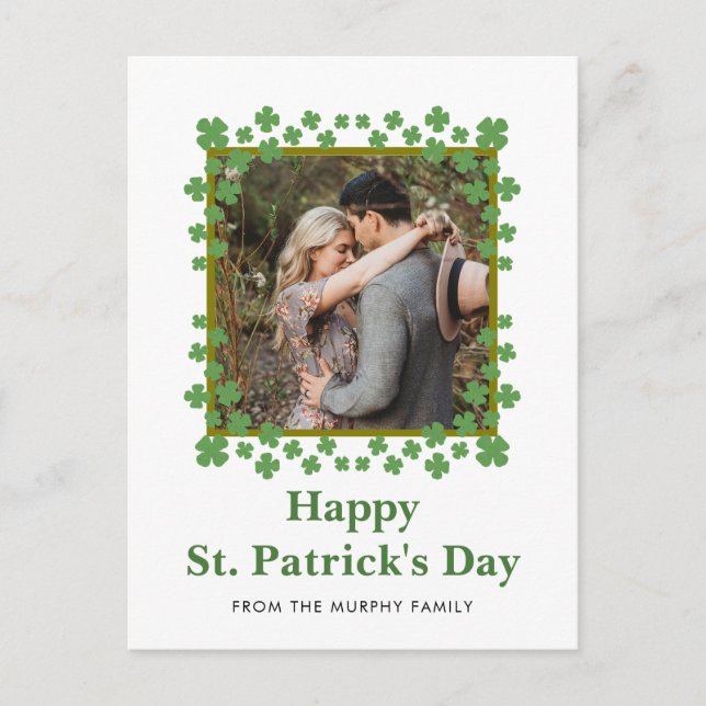 Minimalistisk lycklig shamrock st. Patrick's Day F Helg Vykort (Framsida)