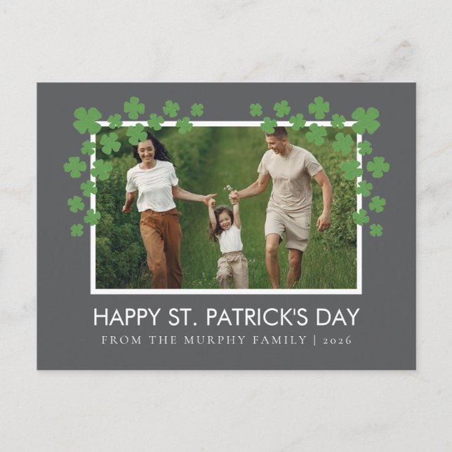 Minimalistisk lycklig shamrock st. Patrick's Day F Helg Vykort (Framsida)