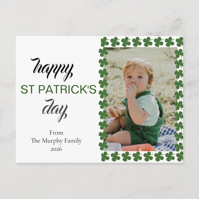 Minimalistisk lycklig shamrock st. Patrick's Day F Helg Vykort (Framsida)