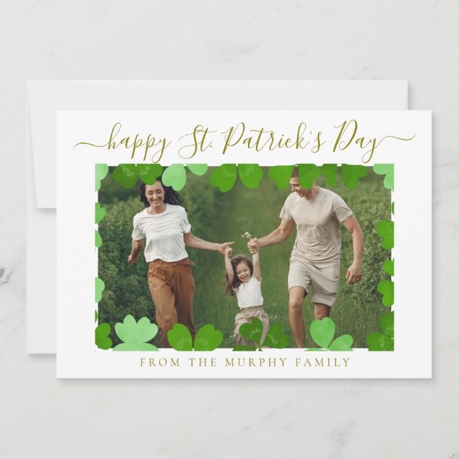 Minimalistisk lycklig shamrock st. Patrick's Day F Julkort (Framsida)