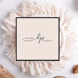 Minimalistisk lyx Boutique Black/Ivory Square Busi Fyrkantigt Visitkort
