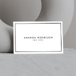 Minimalistisk lyx Boutique White/Black Visitkort<br><div class="desc">En elegant och förfinad design höjer ditt namn eller ditt företag namn genom minimal och modern formatering. Den tunna svarta gräns är jordad på en vit bakgrund till ge och en lyxkänsla för den här klassiska designmallen för affärskort. © 1201AM-KREATIV</div>