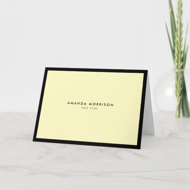 Minimalistisk Lyx Gul Kantlinje Anteckningskort (Framsida)