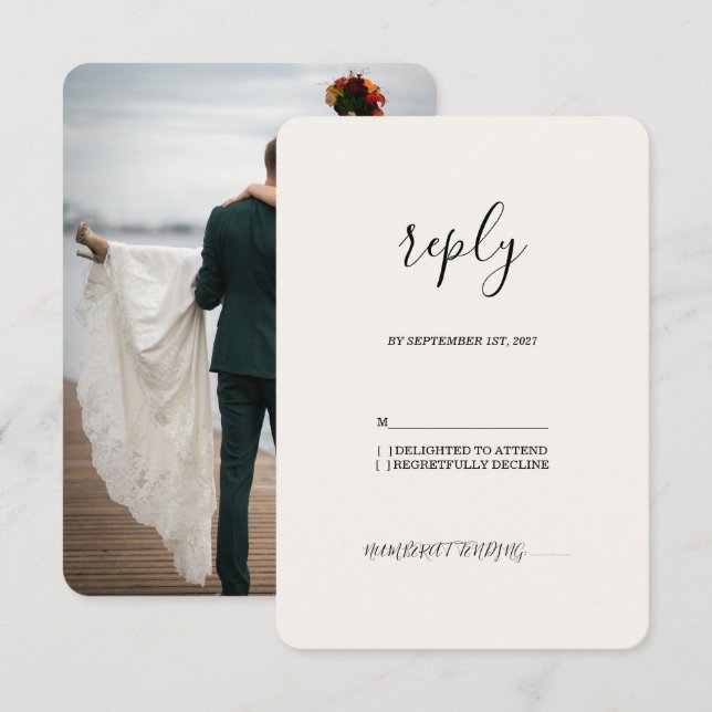 minimalistisk lyx krämbröllop RSVP OSA Kort (Fram/baksida)