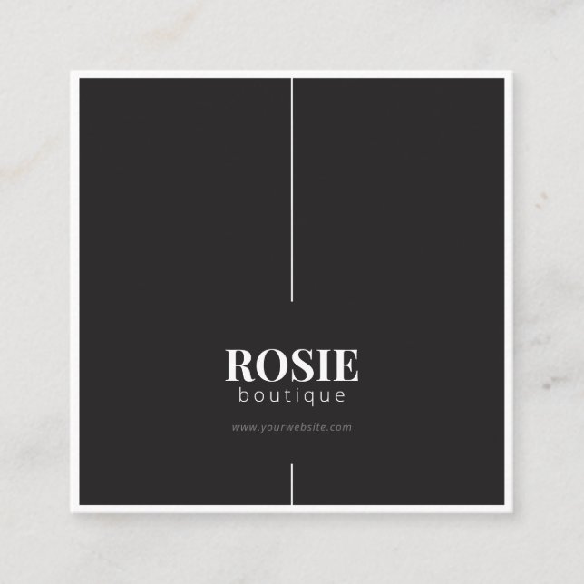 Minimalistisk lyx-Online Boutique Black/White Fyrkantigt Visitkort (Framsida)