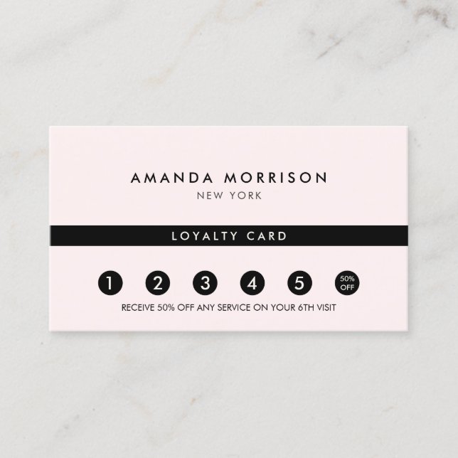 Minimalistisk Lyx Pastell Rosa Lojalitet Visitkort (Framsida)