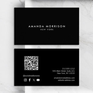 Minimalistisk Lyx Svart QR-kod Sociala Medier Visitkort