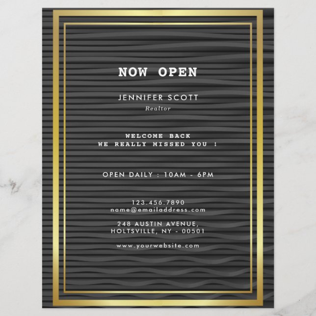 Minimalistisk lyxig Black Guld Reklamblad (Framsidan)