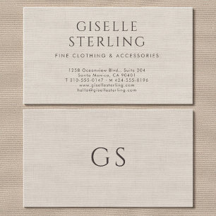 Minimalistisk lyxig boutique klänning falskt linne visitkort