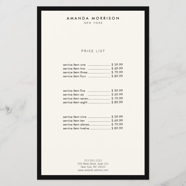 Minimalistisk Lyxig Boutique Svart/Elfenben Flygblad (Framsidan)