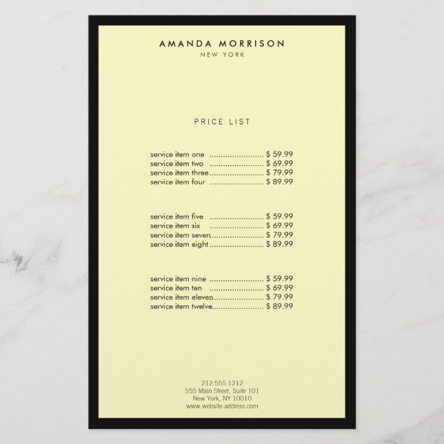 Minimalistisk Lyxig Boutique Svart/Gul Flygblad (Framsidan)