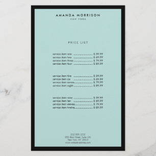 Minimalistisk Lyxig Boutique Svart/Mint Flygblad