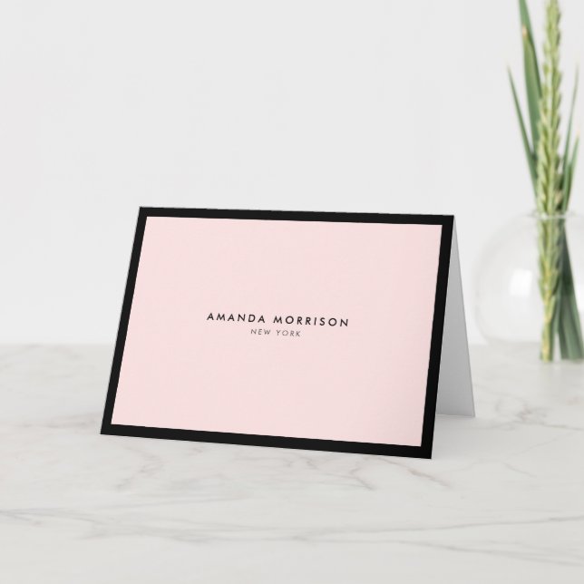 Minimalistisk Lyxig Rosa Kantlinje Anteckningskort (Framsida)