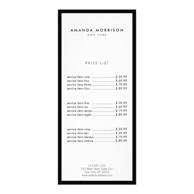 Minimalistisk lyxig svart/vit butik reklamkort (Framsidan)