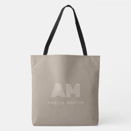 Minimalistisk Lyxig Varm Taupe-Monogram Tygkasse