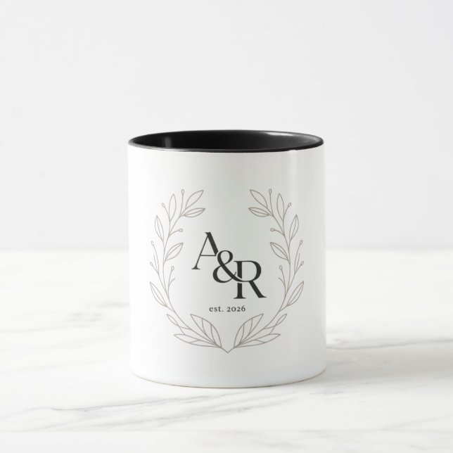 Minimalistisk lyxig vigselmonogramdesign mugg (Center)