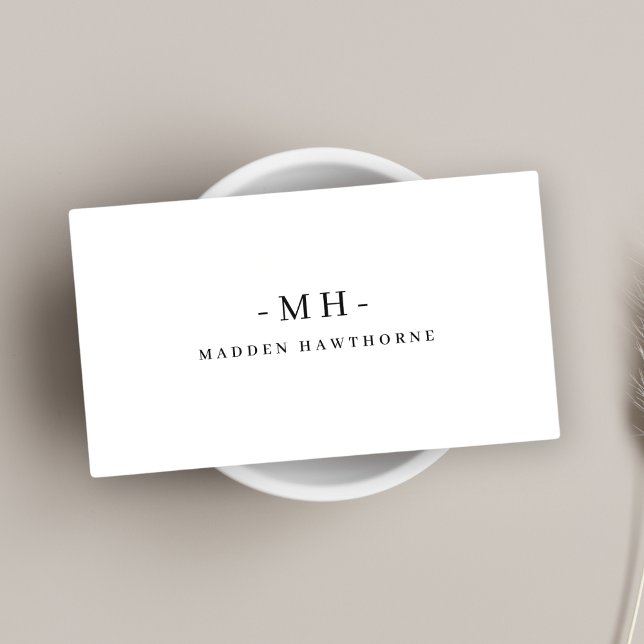 Minimalistisk lyxProfessionell White Monogram Namn Visitkort (Skapare uppladdad)
