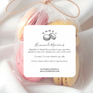 Minimalistisk Macaron-Bageri Ingrediens Fyrkantigt Klistermärke