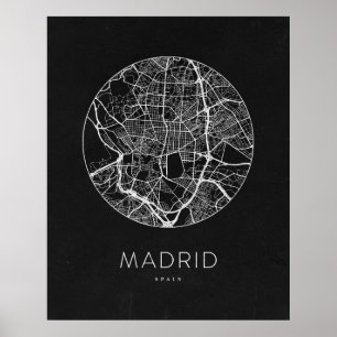 Minimalistisk Madrids stad Karta Poster