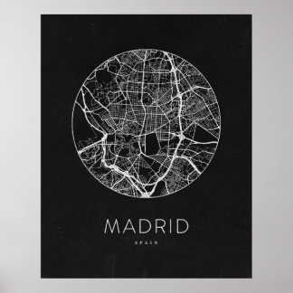 Minimalistisk Madrids stad Karta Poster