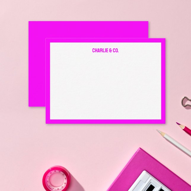 Minimalistisk Magenta, ett Gräns, anpassa Anteckningskort (Skapare uppladdad)
