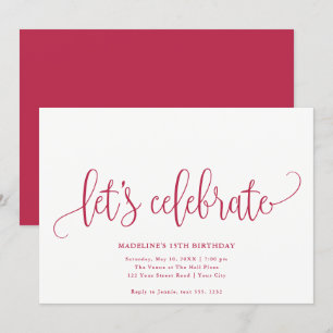 Minimalistisk Magenta för "Låt oss Celebrate" Inbjudningar