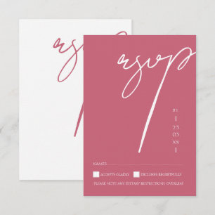 Minimalistisk Magenta Rosa Skript Typografi Bröllo OSA Kort