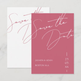 Minimalistisk Magenta Rosa Skript Typografi Bröllo Spara Datumet