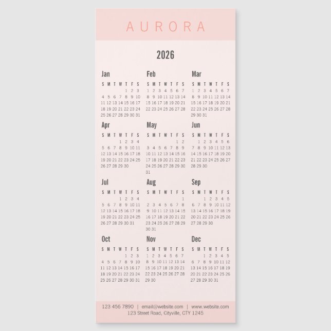 Minimalistisk magnetisk kalender med två ton Rosa (Framsida)