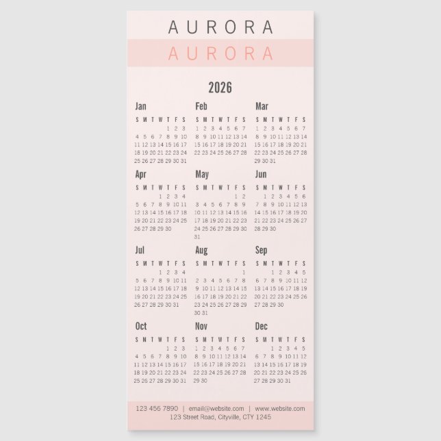 Minimalistisk magnetisk kalender med två ton Rosa (Framsida)